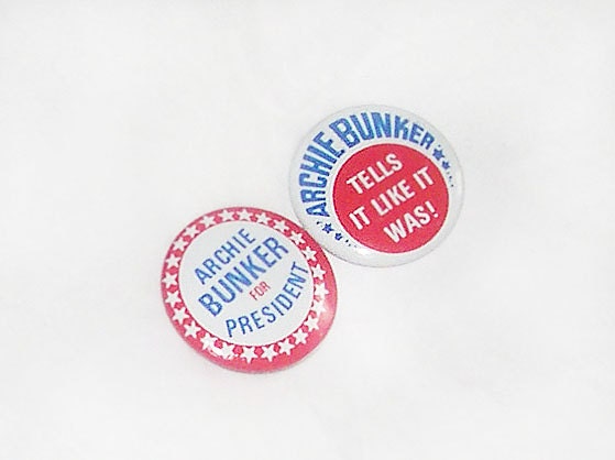 SALE 2 Vintage Archie Bunker Button Pins