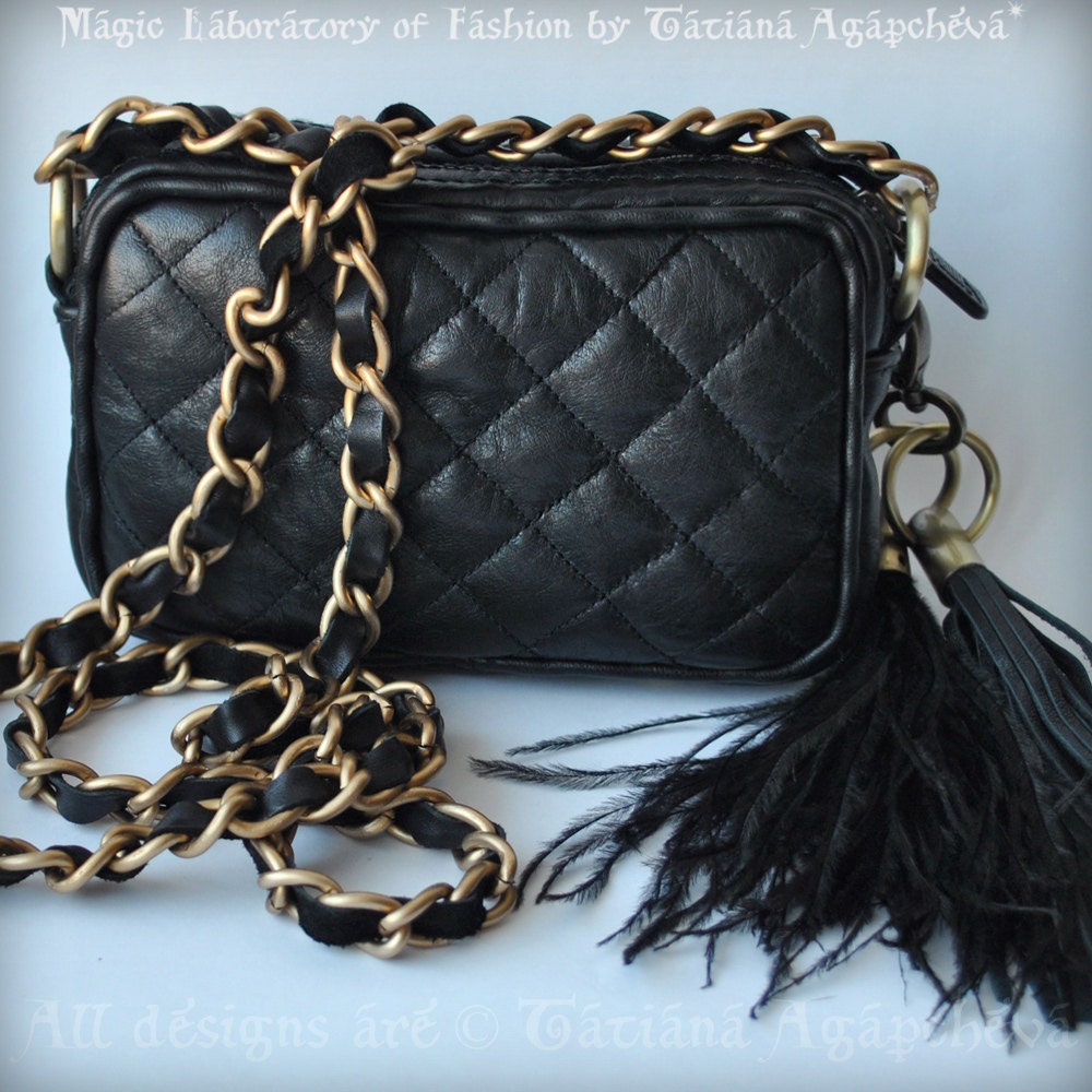 Cross Shoulder Quilted Caviar Genuine Leather Bag Purse Silver Metal Frame TianaCHE