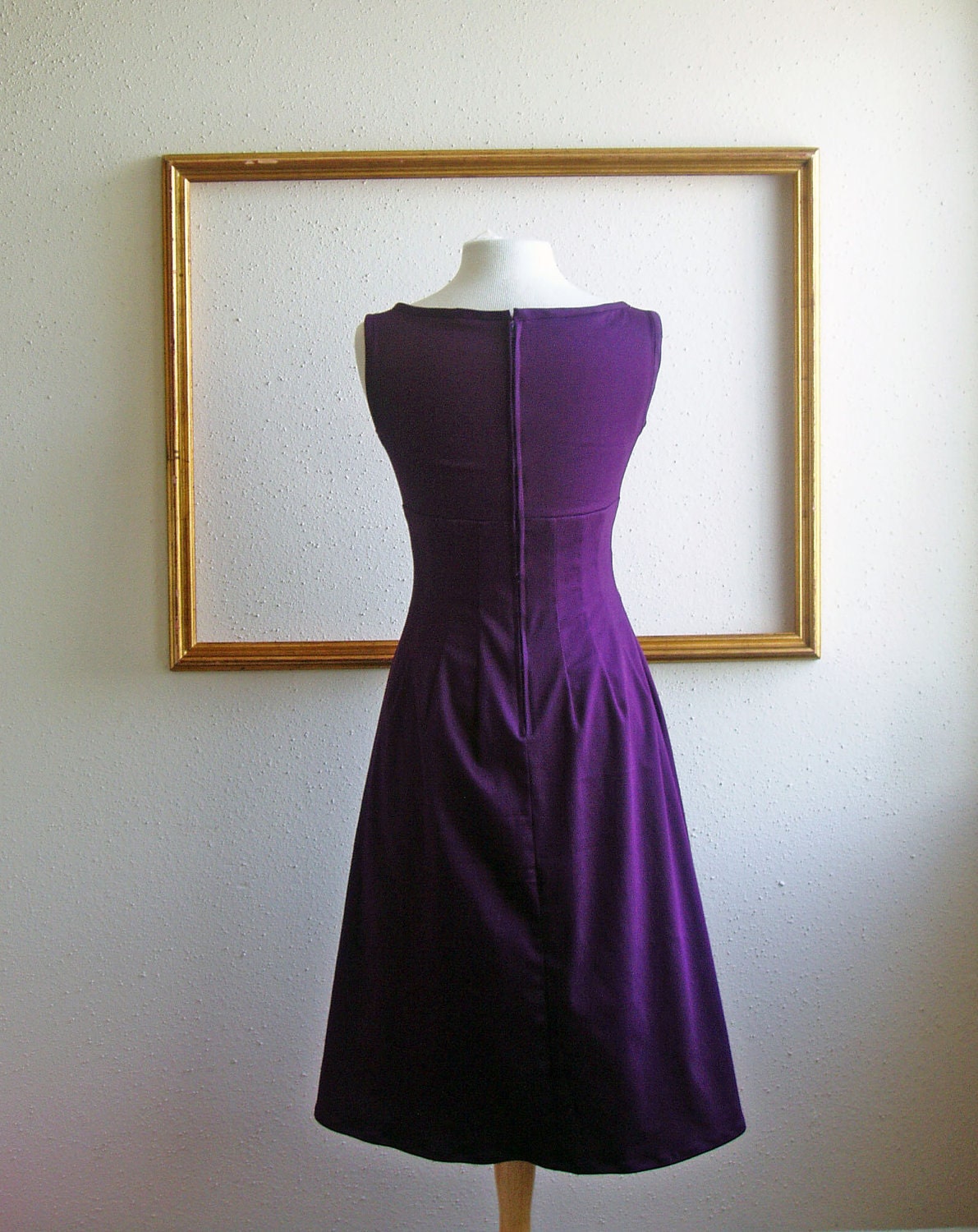 empire waist dress with flare skirt in turquoise, green, magenta and black - REBECCA style