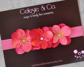 MEMORIAL DAY SALE Newborn Headband - Infant Headband - Girls Headband - Flower Headband -  Pink Headband Flowers on Stretch Headband - Phot