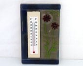Fuesd Glass  Indoor Wall Thermometer ,spring flower Temperature