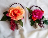 Tropical Wedding reception Decorations Wine bottle Toppers Hot Pink Orange Centerpieces AmoreBride Original Set of 3 Bridal shower favors