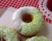 Miniature Donut - HALF Green Sugar -1/3 Scale for BJD, SD, American Girl, Resin Dolls etc