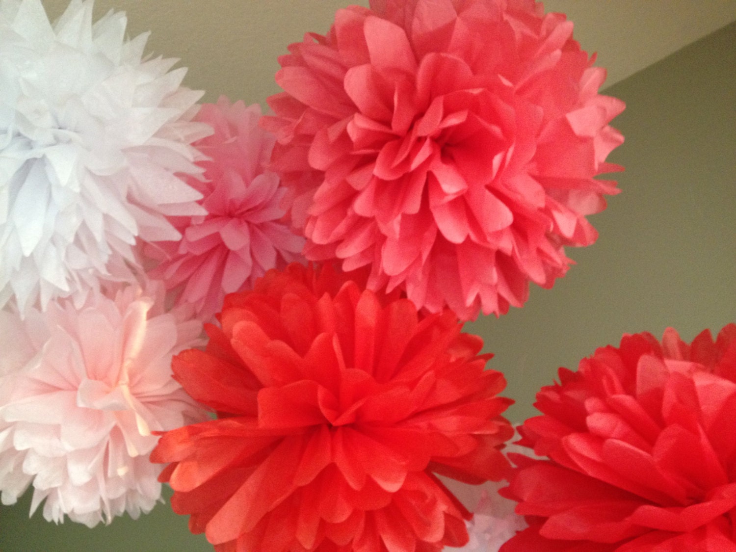 Be Mine - 7 Tissue Pom Flowers DIY Decor Kit - Valentine's Day - Sweetest Day - Nursery Mobile Eye Development Flowers Il_570xn
