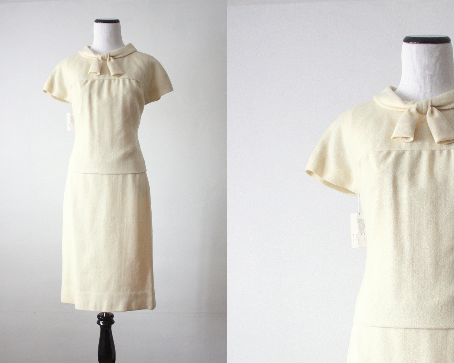 1960's cream wool dress set