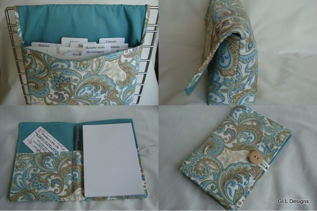 Coupon Organizer / Budget Organizer Holder and List Taker Set -Pretty Green Paisley- OR -Pick Your Fabric - GIFT SET