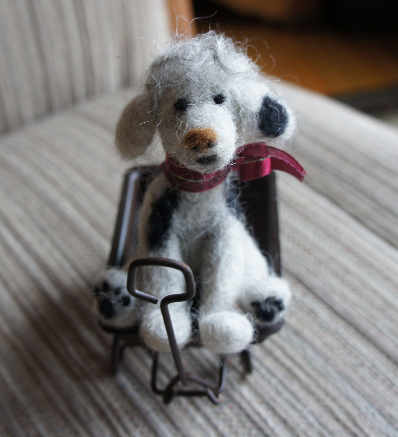 Wagon Tails-Spot the Dog-Needle felted sculpture