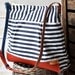 BEST SELLER Diaper bag / Messenger bag STOCKHOLM Navy blue and white geometric nautical striped  Leather / Featured on The Martha Stewart