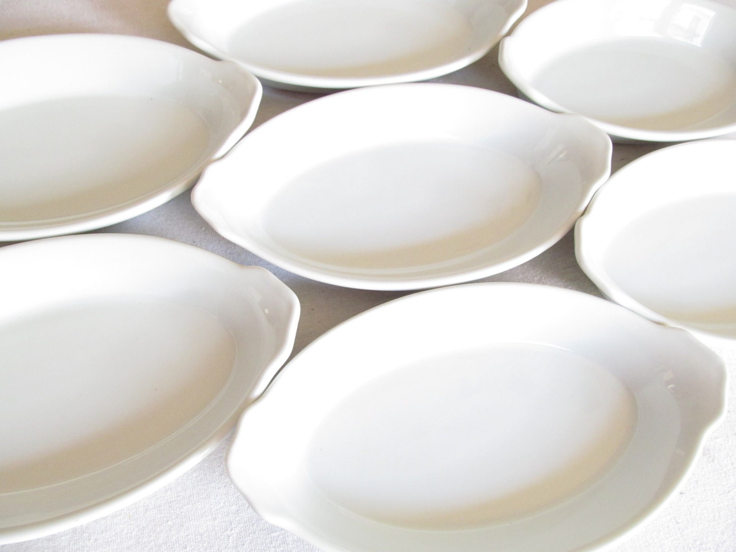 Seven Vintage Ironstone Bakers  Schmidt Porcelain Oval Dish
