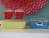 Vintage New Unused Pyrex Refrigerator Freezer Primary Colors Set of Eight With Sticker and Box