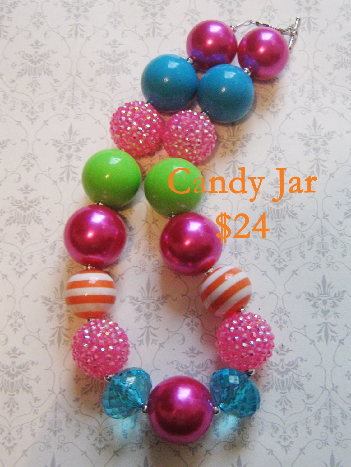 Candy Jar necklace bright colors fun candy shoppe chunky necklace gumball bubblegum birthday party