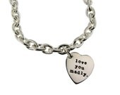 Love You Madly. Sterling Silver Heart Pendant Toggle Bracelet
