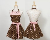 Pink Brown wrap around circle apron