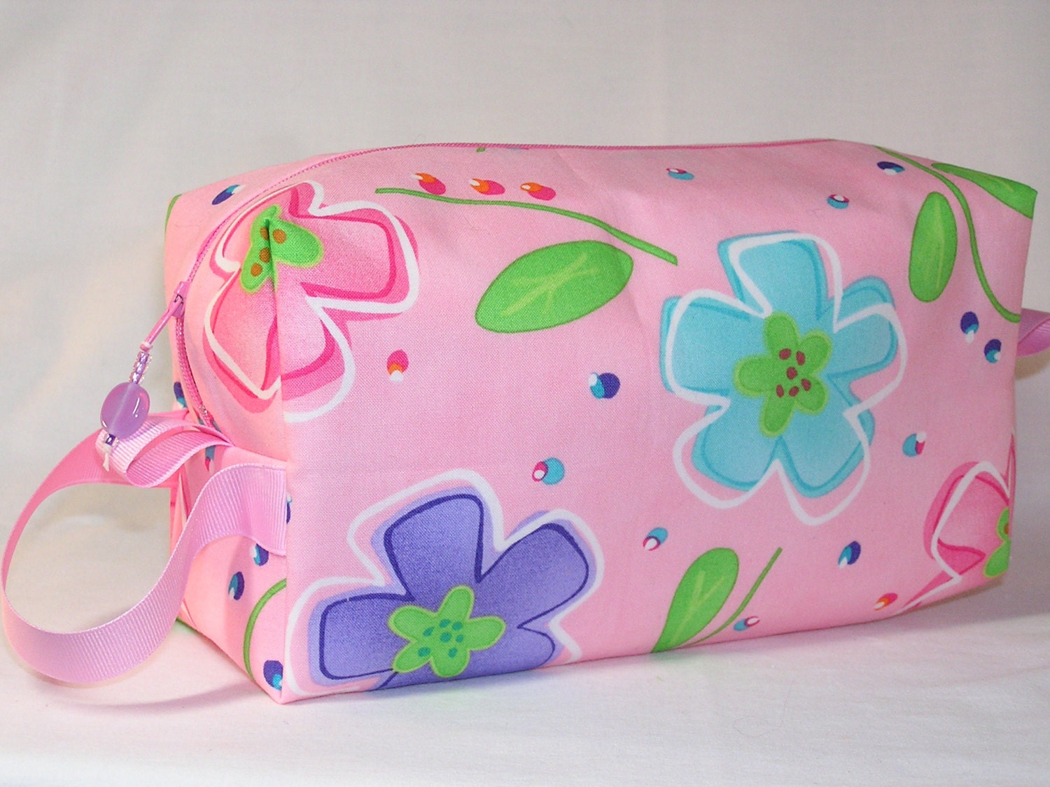 Purple Flowers on Pink Project Bag