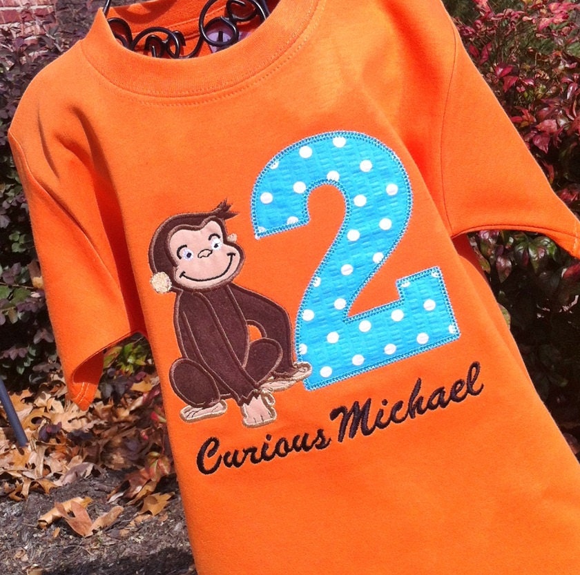 Boys Curious George with Age on ORANGE