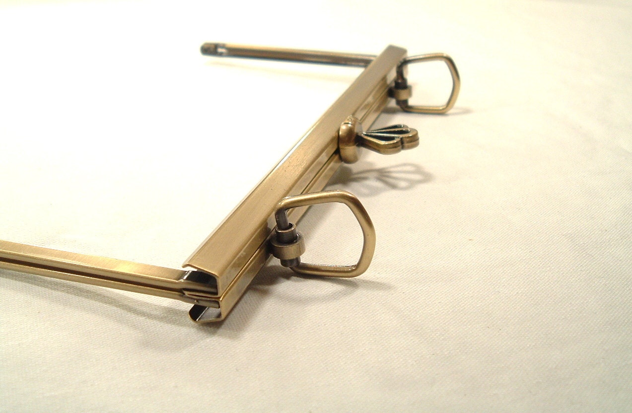 7x3.5 in Antique Brass Purse Frame Fan Clasp Moving Loops Open Top Channel