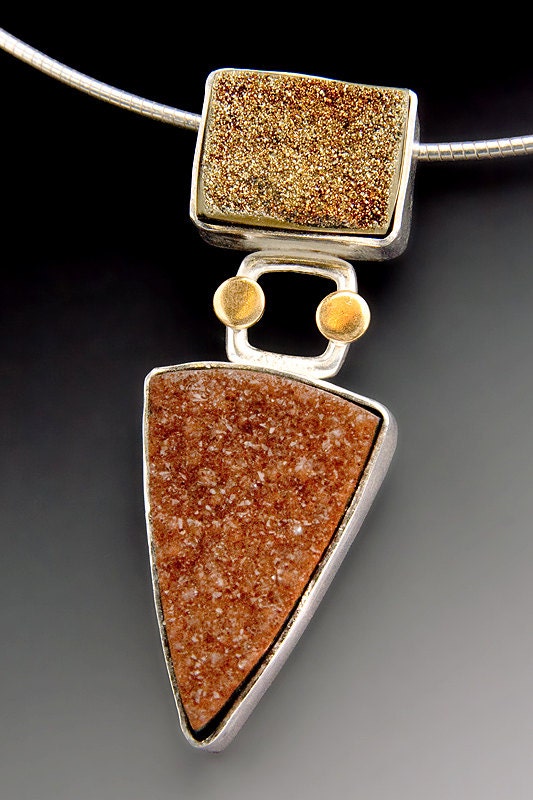 Sparkle- Sterling silver druzy quartz and 22k gold bi-metal necklace, handcrafted jewelry by jewelrybyfrancine on etsy