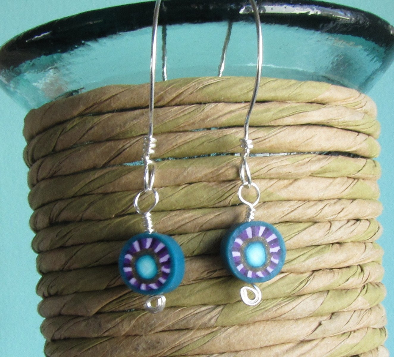 Peacock Colors Polymer Clay Dangle Earrings - Mother's Day Gift