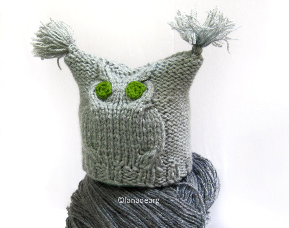 PDF pattern, Knitting pattern for owl hat, baby newborn hat beanie pattern 0-3 months n 36