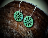 Green Verdigris Daisy Earrings