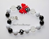 Girls Black White Chunky Necklace