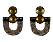 Eclipse perspex earrings gold Swarovski crystals