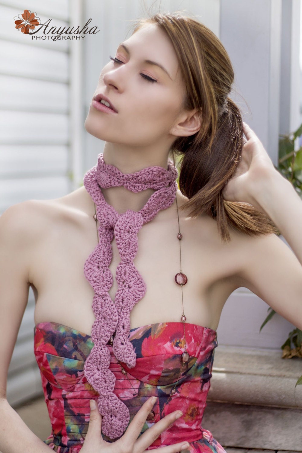 PDF Crochet Pattern String Of Hearts Extra Long Skinny Scarf