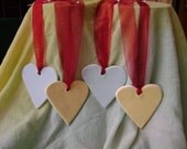 SALE item  -  Four lovely clay hearts  -  Pastel blue and yellow