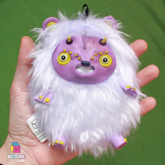 Monster Plush Polymer Clay Yeti Designer Toy - Creature  Animal Character Creepy Cute Plushie purple Sculpture sasquatch - Kriture n.76