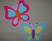 Set Of 2 Large Fabric Iron On Applique Butterflies