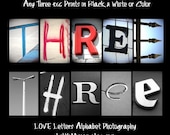 LOVE Letters 4 x 6 inch photo prints in Black and White or Color - 3 Letter Name or Word of your Choice - Three Letters - on Etsy