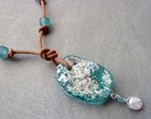 Ancient Roman Glass and Leather Necklace
