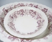 Wedgwood Old Vine, oval serving bowl and cereal bowl set, Grape vines in purple and white, Wedgewood, Vacation SALE