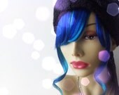 the MERMAID human hair clip in fake fringe/bang extension teal aqua blue
