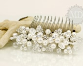 Nancy Swarovski Elements Bridal Hair Comb / Head piece with beautiful flowers and leaves motives / Classic Wedding Jewelry