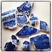 Blue & White Irish Sea/Beach Pottery Shards (10)