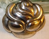1930s Mexico Sterling Silver Large Rose Brooch 25g.