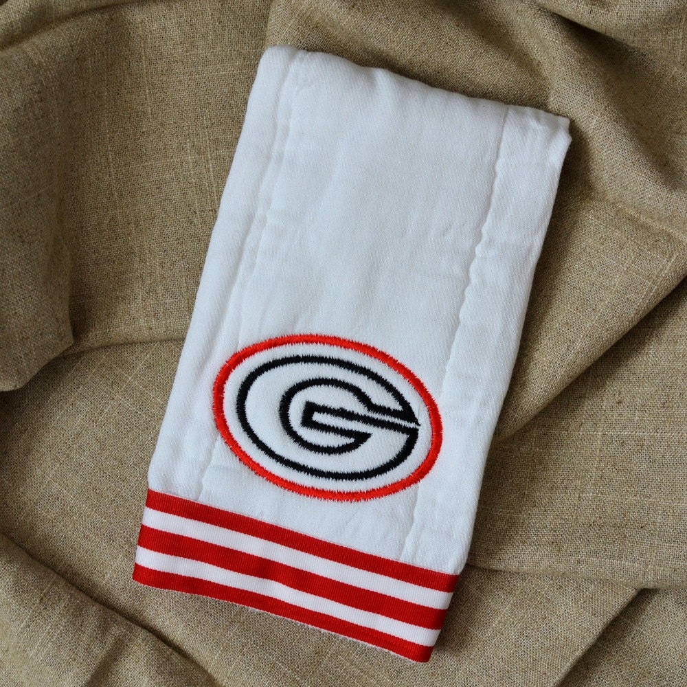 Burp Cloths (set of 2) - Red/White Stripe with Georgia Bulldog "G"