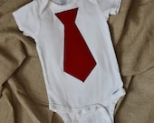 Necktie Onesie - Red with Black Stitching (18 Months)
