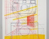 Photo Camera Diagram 1, 16 x 20 inches screen print
