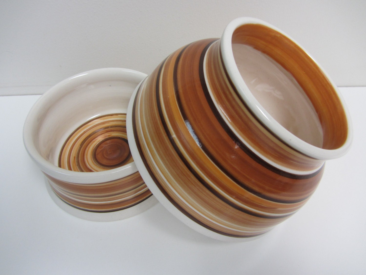 Handmade Ceramic Spaniel Bowl Set - Honey Brown
