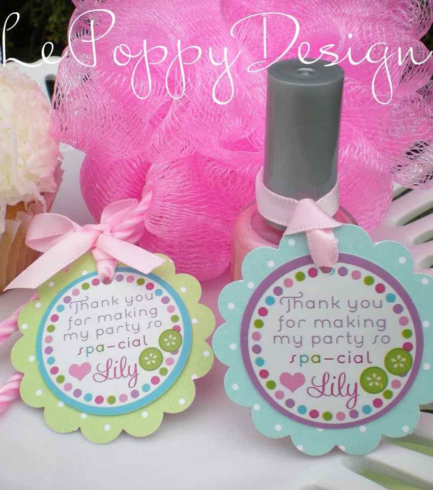Spa Birthday Party Decorations - Favor Thank You Tags