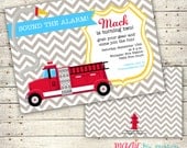 Digital Printable Doublesided Firetruck Birthday Invitations Il_170x135