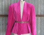 In a Facebook Fight - Hot Pink Leather Suede Swing Coat - 1980's Vintage Swing Coat Jacket
