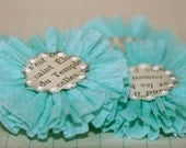 4 Teal Crepe Paper Flowers for scrapbooking, card making, etc.