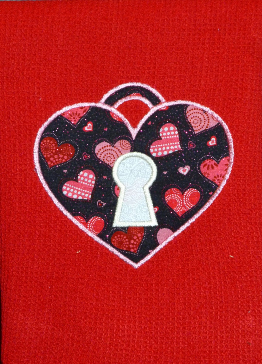 Embroidered Iron On "Valentine Heart Lock"