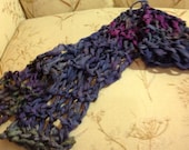 Blue Sari Silk Ribbon Scarf