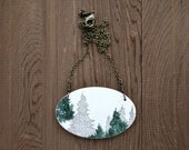 Canopy Necklace in Perylene Green and Graphite - Wooden Tree Pendant