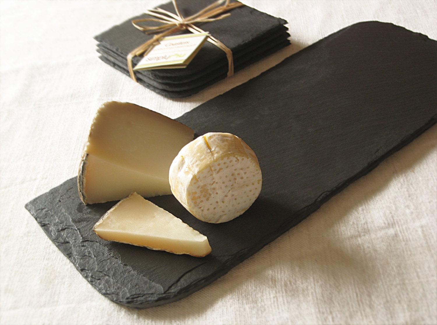 SET of 4 Salvaged SLATE COASTERS with Eco-Backing - Father's Day Gift, Housewarming & Wedding Gift