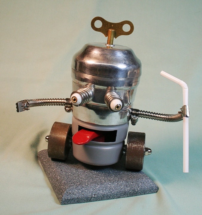 DRINKMASTER, Found Object Robot, Sculpture, Metal Art, Assemblage, Steampunk